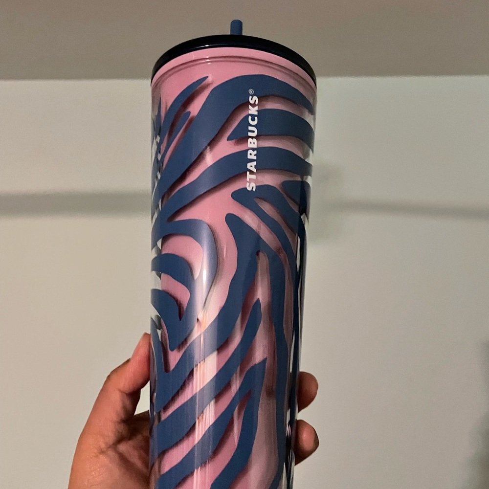 Pink and blue brand new zebra Starbucks tumbler